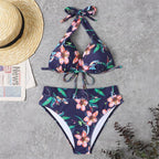 Push Up Bikini New Two Piece Swimsuit Women High Waist Black Pink Bikinis Set Women's Halter Padded Top Push Up Bikini Set Two Piece Swimsuits Bathing Suits Beachwear Swimwear Beachwear Bathing Suit Stevvex