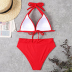 Push Up Bikini New Two Piece Swimsuit Women High Waist Black Pink Bikinis Set Women's Halter Padded Top Push Up Bikini Set Two Piece Swimsuits Bathing Suits Beachwear Swimwear Beachwear Bathing Suit Stevvex
