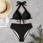 Push Up Bikini New Two Piece Swimsuit Women High Waist Black Pink Bikinis Set Women's Halter Padded Top Push Up Bikini Set Two Piece Swimsuits Bathing Suits Beachwear Swimwear Beachwear Bathing Suit Stevvex