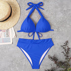 Push Up Bikini New Two Piece Swimsuit Women High Waist Black Pink Bikinis Set Women's Halter Padded Top Push Up Bikini Set Two Piece Swimsuits Bathing Suits Beachwear Swimwear Beachwear Bathing Suit Stevvex