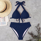 Push Up Bikini New Two Piece Swimsuit Women High Waist Black Pink Bikinis Set Women's Halter Padded Top Push Up Bikini Set Two Piece Swimsuits Bathing Suits Beachwear Swimwear Beachwear Bathing Suit Stevvex