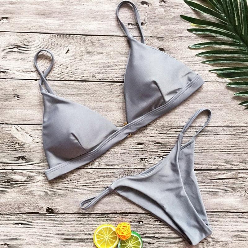Push Up Bikini Set Swimsuits High Waist Swimwear Women Ribbed Bathing Suits Brazilian Bikinis Swimsuit for Women  Bottom Triangle Bikinis Top Bathing Suit Stevvex