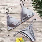 Push Up Bikini Set Swimsuits High Waist Swimwear Women Ribbed Bathing Suits Brazilian Bikinis Swimsuit for Women  Bottom Triangle Bikinis Top Bathing Suit Stevvex