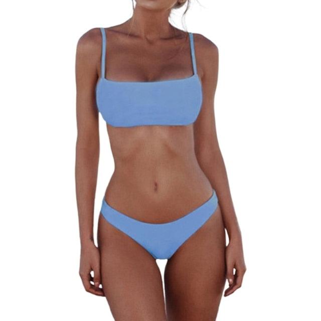 Push Up Bikini Set Swimsuits High Waist Swimwear Women Ribbed Bathing Suits Brazilian Bikinis Swimsuit for Women  Bottom Triangle Bikinis Top Bathing Suit Stevvex