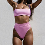 Push Up Bikini Set Swimsuits High Waist Swimwear Women Ribbed Bathing Suits Brazilian Bikinis Swimsuit for Women  Bottom Triangle Bikinis Top Bathing Suit Stevvex