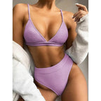 Push Up Bikini Set Swimsuits High Waist Swimwear Women Ribbed Bathing Suits Brazilian Bikinis Swimsuit for Women  Bottom Triangle Bikinis Top Bathing Suit Stevvex