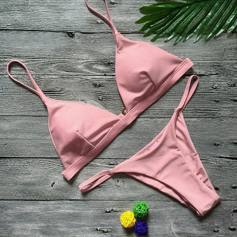 Push Up Bikini Set Swimsuits High Waist Swimwear Women Ribbed Bathing Suits Brazilian Bikinis Swimsuit for Women  Bottom Triangle Bikinis Top Bathing Suit Stevvex