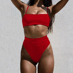 Push Up Bikini Set Swimsuits High Waist Swimwear Women Ribbed Bathing Suits Brazilian Bikinis Swimsuit for Women  Bottom Triangle Bikinis Top Bathing Suit Stevvex