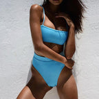 Push Up Bikini Set Swimsuits High Waist Swimwear Women Ribbed Bathing Suits Brazilian Bikinis Swimsuit for Women  Bottom Triangle Bikinis Top Bathing Suit Stevvex
