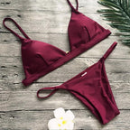 Push Up Bikini Set Swimsuits High Waist Swimwear Women Ribbed Bathing Suits Brazilian Bikinis Swimsuit for Women  Bottom Triangle Bikinis Top Bathing Suit Stevvex
