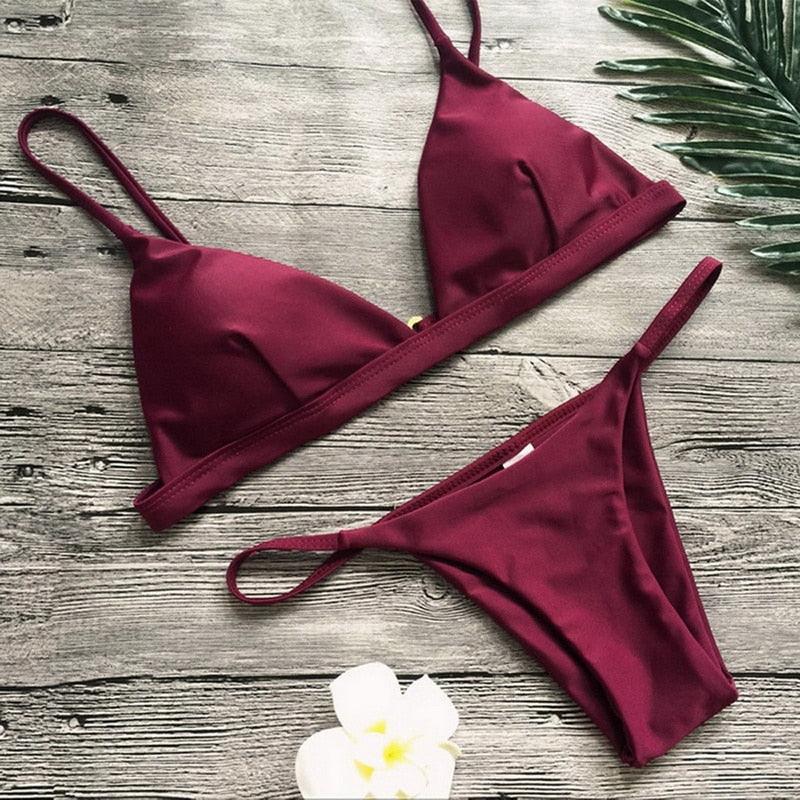 Push Up Bikini Set Swimsuits High Waist Swimwear Women Ribbed Bathing Suits Brazilian Bikinis Swimsuit for Women  Bottom Triangle Bikinis Top Bathing Suit Stevvex
