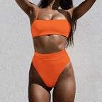 Push Up Bikini Set Swimsuits High Waist Swimwear Women Ribbed Bathing Suits Brazilian Bikinis Swimsuit for Women  Bottom Triangle Bikinis Top Bathing Suit Stevvex