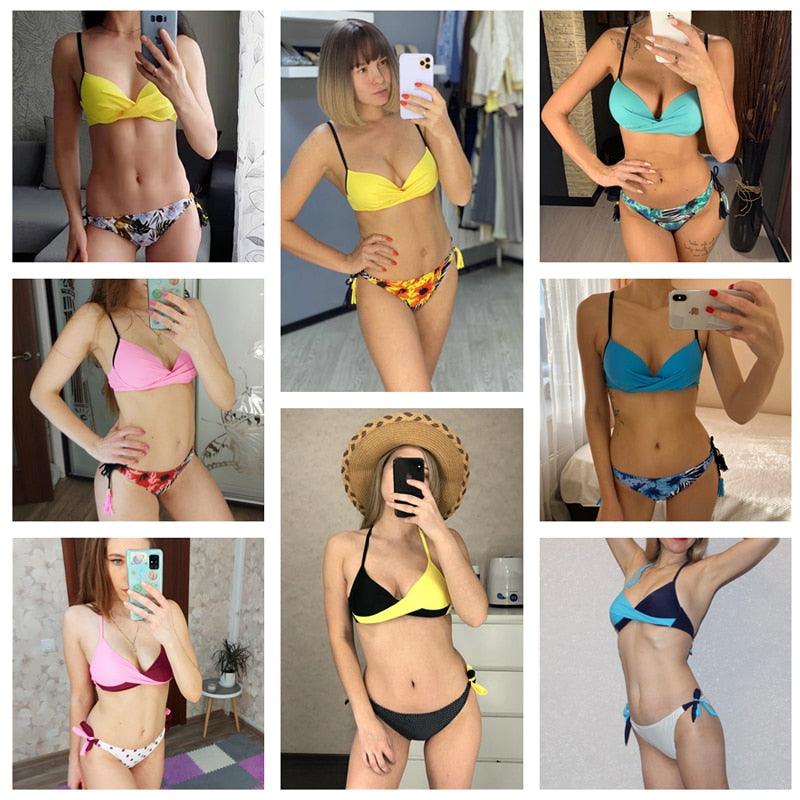 Push Up Bikinis 2022 New Swimwear Women's Bikini Swimsuits Floral Printed Bathing Suits for Women 2 Piece Bikini Women Floral Print Bikini Sets Swimsuit Beach Wear Bathing Suit Female  Two Pieces Stevvex