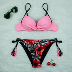 Push Up Bikinis 2022 New Swimwear Women's Bikini Swimsuits Floral Printed Bathing Suits for Women 2 Piece Bikini Women Floral Print Bikini Sets Swimsuit Beach Wear Bathing Suit Female  Two Pieces Stevvex