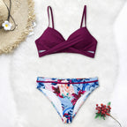 Push Up Floral Bikini Sets Women Two Pieces Swimsuits Women's Bathing Suits Push Up Halter Bandage Bikini Floral Printing Swim Bottoms Two Piece Swimsuits New Girl Beach Bathing Suits Swimwear Stevvex