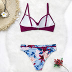 Push Up Floral Bikini Sets Women Two Pieces Swimsuits Women's Bathing Suits Push Up Halter Bandage Bikini Floral Printing Swim Bottoms Two Piece Swimsuits New Girl Beach Bathing Suits Swimwear Stevvex