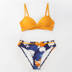 Push Up Floral Bikini Sets Women Two Pieces Swimsuits Women's Bathing Suits Push Up Halter Bandage Bikini Floral Printing Swim Bottoms Two Piece Swimsuits New Girl Beach Bathing Suits Swimwear Stevvex