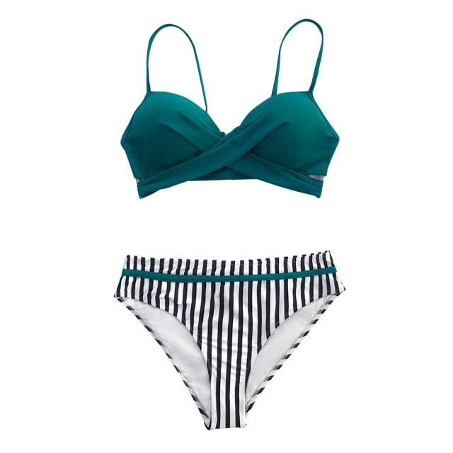 Push Up Floral Bikini Sets Women Two Pieces Swimsuits Women's Bathing Suits Push Up Halter Bandage Bikini Floral Printing Swim Bottoms Two Piece Swimsuits New Girl Beach Bathing Suits Swimwear Stevvex