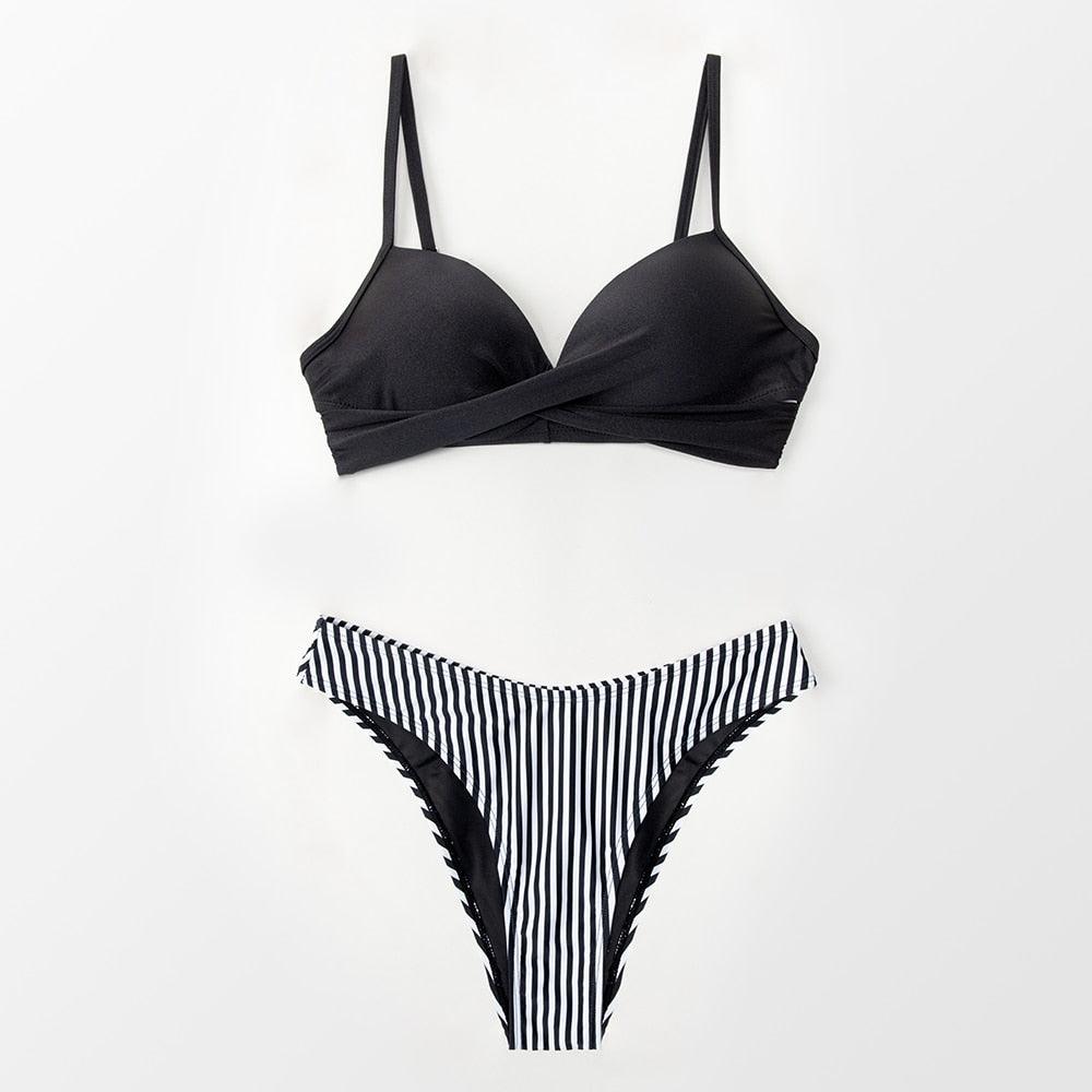 Push Up Floral Bikini Sets Women Two Pieces Swimsuits Women's Bathing Suits Push Up Halter Bandage Bikini Floral Printing Swim Bottoms Two Piece Swimsuits New Girl Beach Bathing Suits Swimwear Stevvex