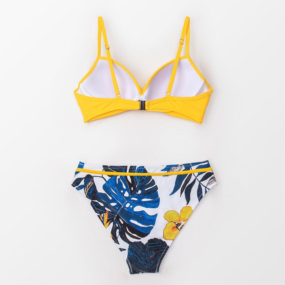 Push Up Floral Bikini Sets Women Two Pieces Swimsuits Women's Bathing Suits Push Up Halter Bandage Bikini Floral Printing Swim Bottoms Two Piece Swimsuits New Girl Beach Bathing Suits Swimwear Stevvex