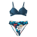 Push Up Floral Bikini Sets Women Two Pieces Swimsuits Women's Bathing Suits Push Up Halter Bandage Bikini Floral Printing Swim Bottoms Two Piece Swimsuits New Girl Beach Bathing Suits Swimwear Stevvex