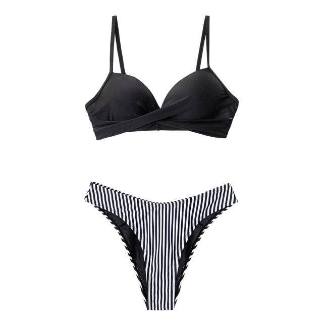 Push Up Floral Bikini Sets Women Two Pieces Swimsuits Women's Bathing Suits Push Up Halter Bandage Bikini Floral Printing Swim Bottoms Two Piece Swimsuits New Girl Beach Bathing Suits Swimwear Stevvex