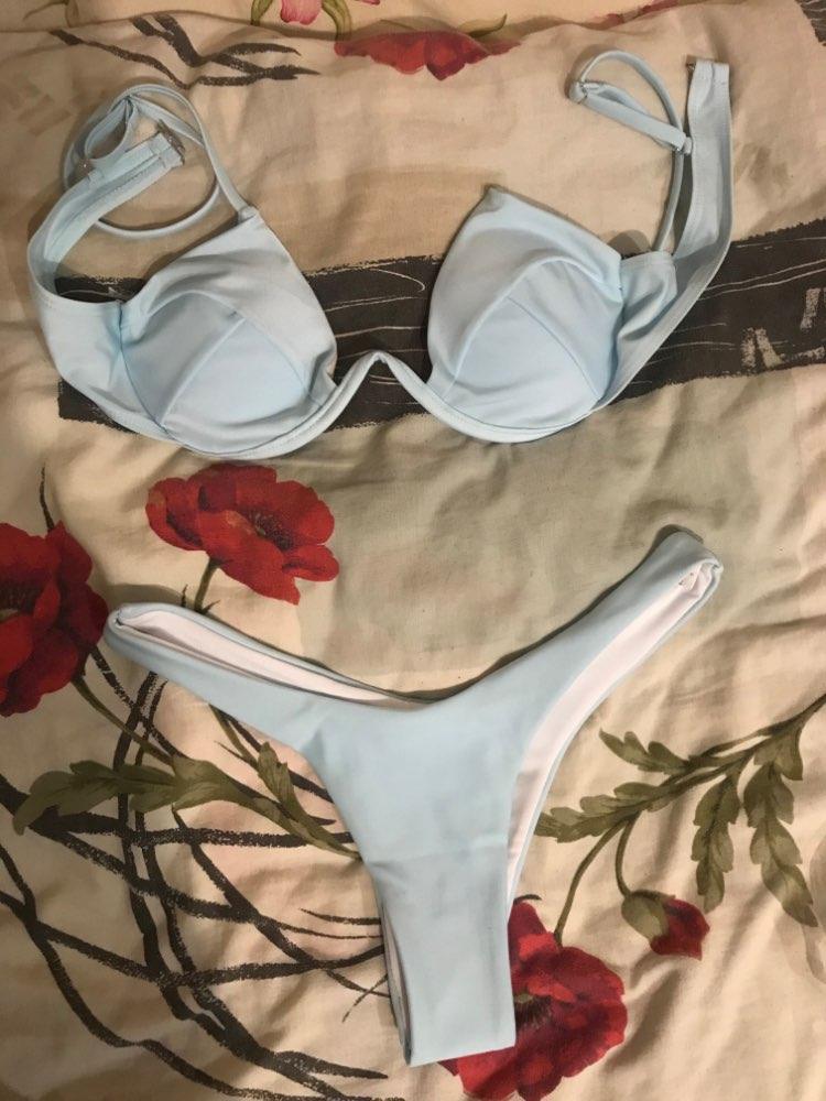 Push Up Unpadded Bikini Set Women 4 Colors Bandage Bikini Set Swimsuit Thong Bottom Swimwear Two Pieces Plain Bikini Bathing Suit Swimwear Bathing Stevvex