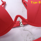 Push Up Unpadded Bikini Set Women 4 Colors Bandage Bikini Set Swimsuit Thong Bottom Swimwear Two Pieces Plain Bikini Bathing Suit Swimwear Bathing Stevvex