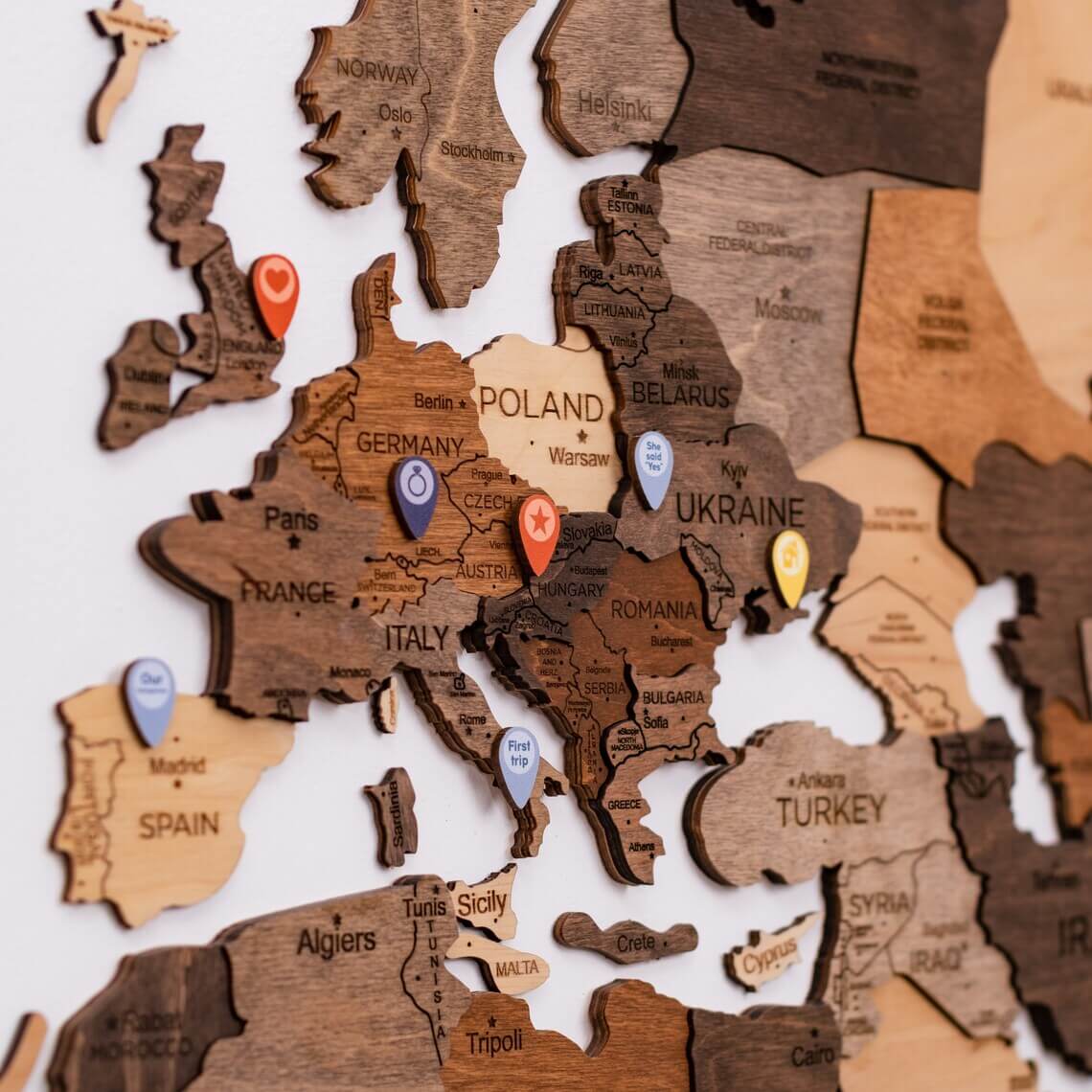 Wooden Location Pins Enjoy The Wood