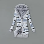 Thick Printed Hooded Knitted Cardigan Jacket Pi-Mart