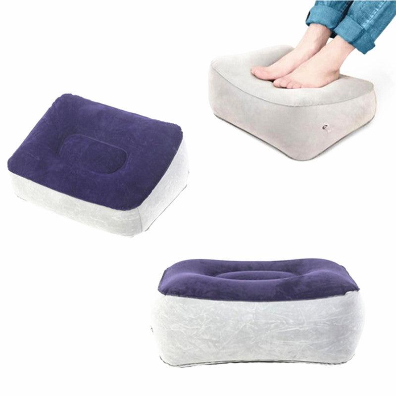 PVC Footrest Pillow Inflatable Portable Foot Rest Plush Pillow Cushion Travel Plane Train Office Home Leg Feet Relaxing Tool Inflatable Foot Rest Pillow for Travel Kids Adults Airplane Travel Pillow Adjustable Height Cushions Stevvex