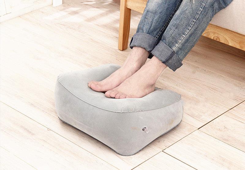PVC Footrest Pillow Inflatable Portable Foot Rest Plush Pillow Cushion Travel Plane Train Office Home Leg Feet Relaxing Tool Inflatable Foot Rest Pillow for Travel Kids Adults Airplane Travel Pillow Adjustable Height Cushions Stevvex