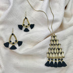 Pyramid Necklace Long Pendant With Cotton Tassel Zinc Alloy Boho Layered Chain BandsCo Straps