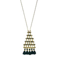 Pyramid Necklace Long Pendant With Cotton Tassel Zinc Alloy Boho Layered Chain BandsCo Straps