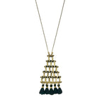 Pyramid Necklace Long Pendant With Cotton Tassel Zinc Alloy Boho Layered Chain BandsCo Straps