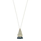 Pyramid Necklace Long Pendant With Cotton Tassel Zinc Alloy Boho Layered Chain BandsCo Straps
