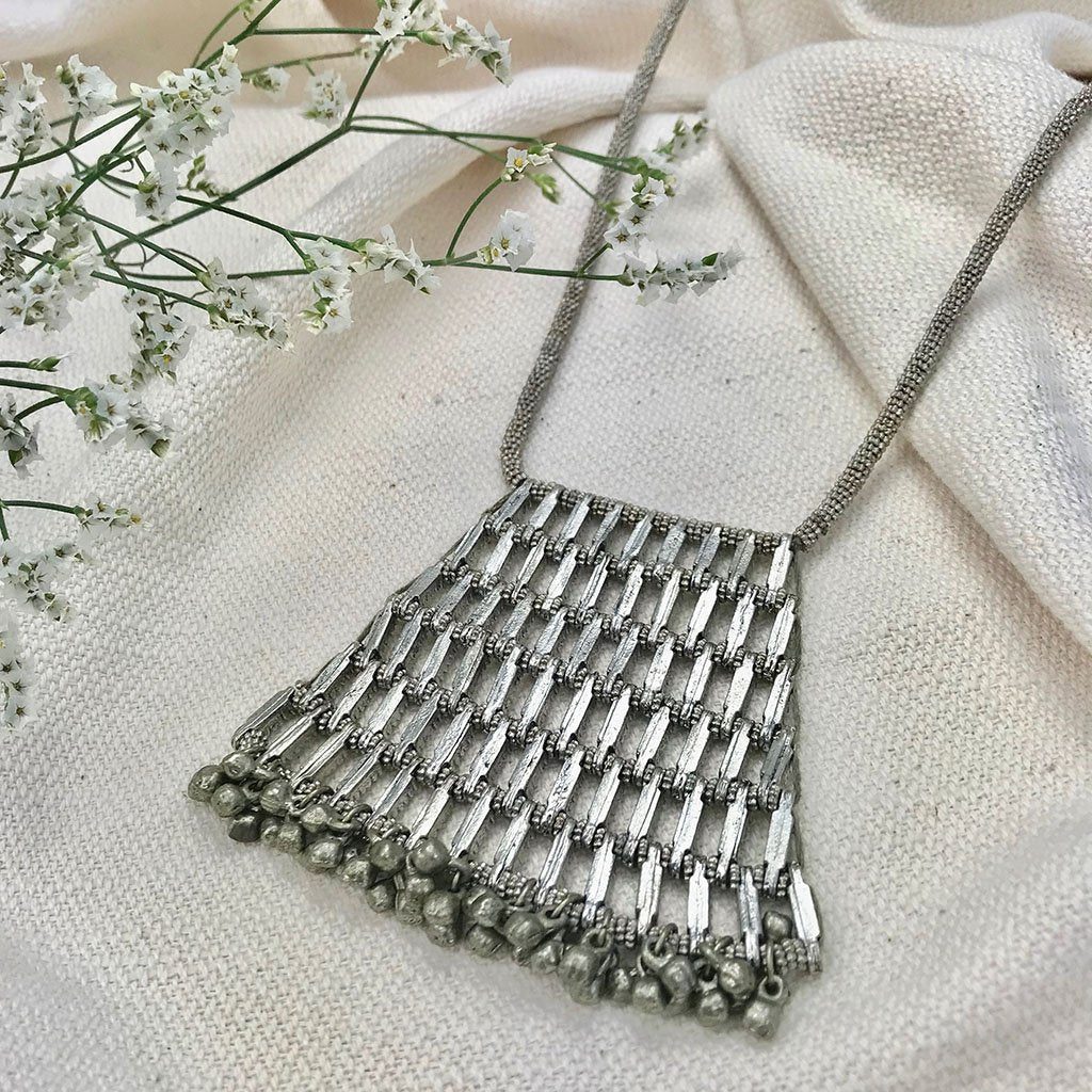 Pyramid Pendant Necklace Long Layering Geometric Zinc Alloy Cotton Thread BandsCo Straps