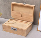 Bamboo Storage Box Solid Wood Clamshell Pi-Mart