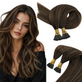 Sunny Hair I Tip Hair Extensions Human Hair Balayage Brown I Tip Hair Extensions Balayage Dark Brown with Medium Brown I Tip Human Hair Extensions Straight Tip Hair Extensions for Party 14in 50G 80S Pi-Mart