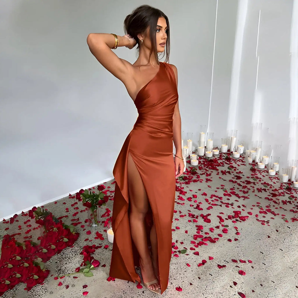 Satin Split-Kleid Pi-Mart