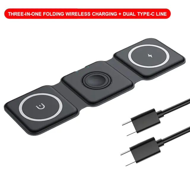Foldable 3 in 1 Wireless Charger for iPhone and Apple Watch Pi-Mart