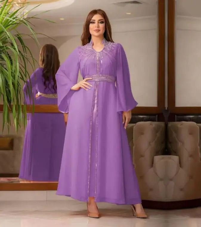 Women's Temperament And Fashion Hot Drill Long-sleeved Dress Pi-Mart