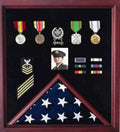 Flag Display Case Combination For Medals and Photos - Cherry The Military Gift Store