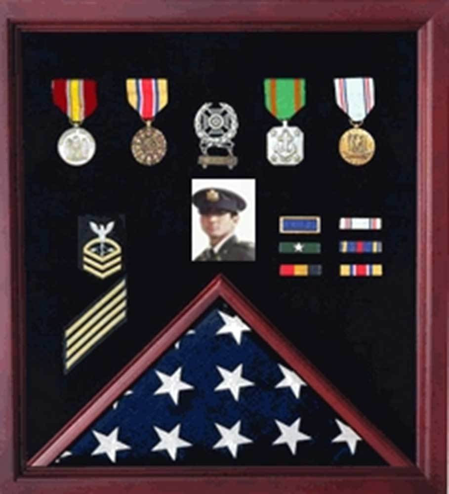 Flag Display Case Combination For Medals and Photos - Cherry The Military Gift Store