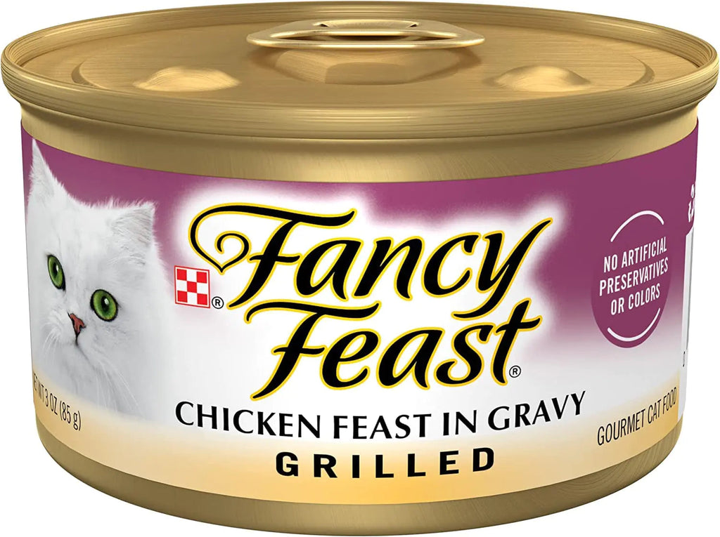 BIOPRONEXT Fancy Feast Grilled Wet Cat Food Gravy - Premium Canned Cat Food Pate Chicken Feast in Gravy (3 Oz Cans Pack of 12) - Cat Pate Includes Attached Nutrients and Ingredients Encyclopedia Lootquake LLC