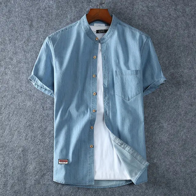 Plus Size Denim Shirt Men Pi-Mart