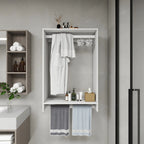 B3 DIY Modular Wooden Closet Organizer System with 2 Hanging Rods Shelves Wall Mount Shelving for Walk in Closet Bedroom and living room Organization Built in Clothes Storage White 31.49''W x 16.04''D x 47.24''H Pi-Mart
