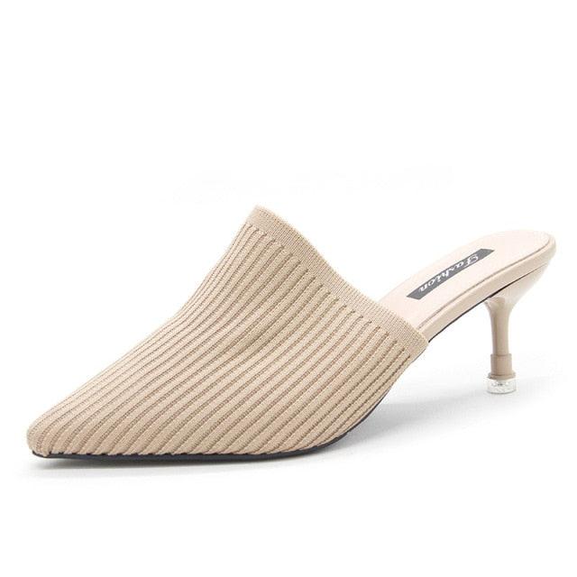 Queen Fashion PU Sandals Knit Women Transparent Sandals Pointed Toe High Heels Party Cross Women High Heel Sandals Transparent Pointed Toe Luxury Dress Outdoor Sandals Stevvex