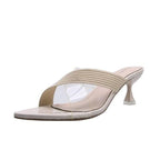 Queen Fashion PU Sandals Knit Women Transparent Sandals Pointed Toe High Heels Party Cross Women High Heel Sandals Transparent Pointed Toe Luxury Dress Outdoor Sandals Stevvex