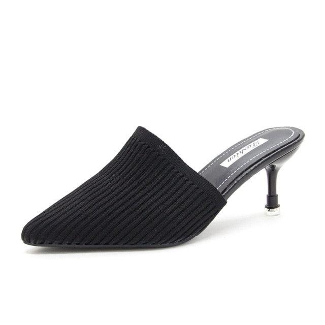 Queen Fashion PU Sandals Knit Women Transparent Sandals Pointed Toe High Heels Party Cross Women High Heel Sandals Transparent Pointed Toe Luxury Dress Outdoor Sandals Stevvex